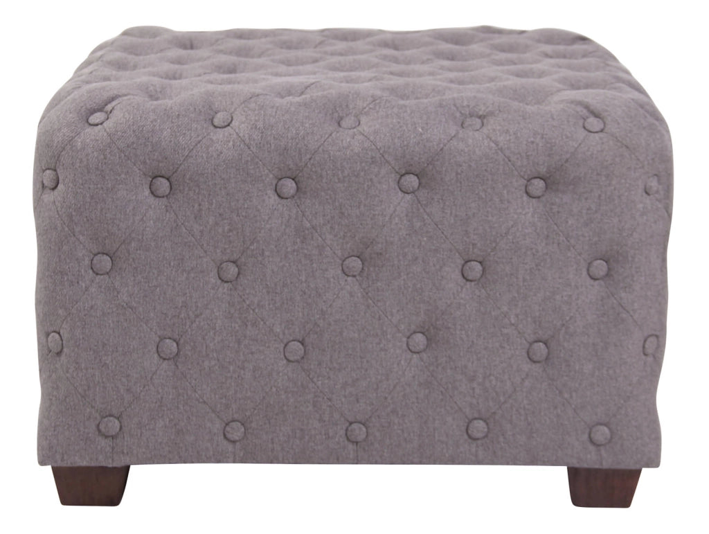 Pouf trapuntato Nimes in tessuto grigio