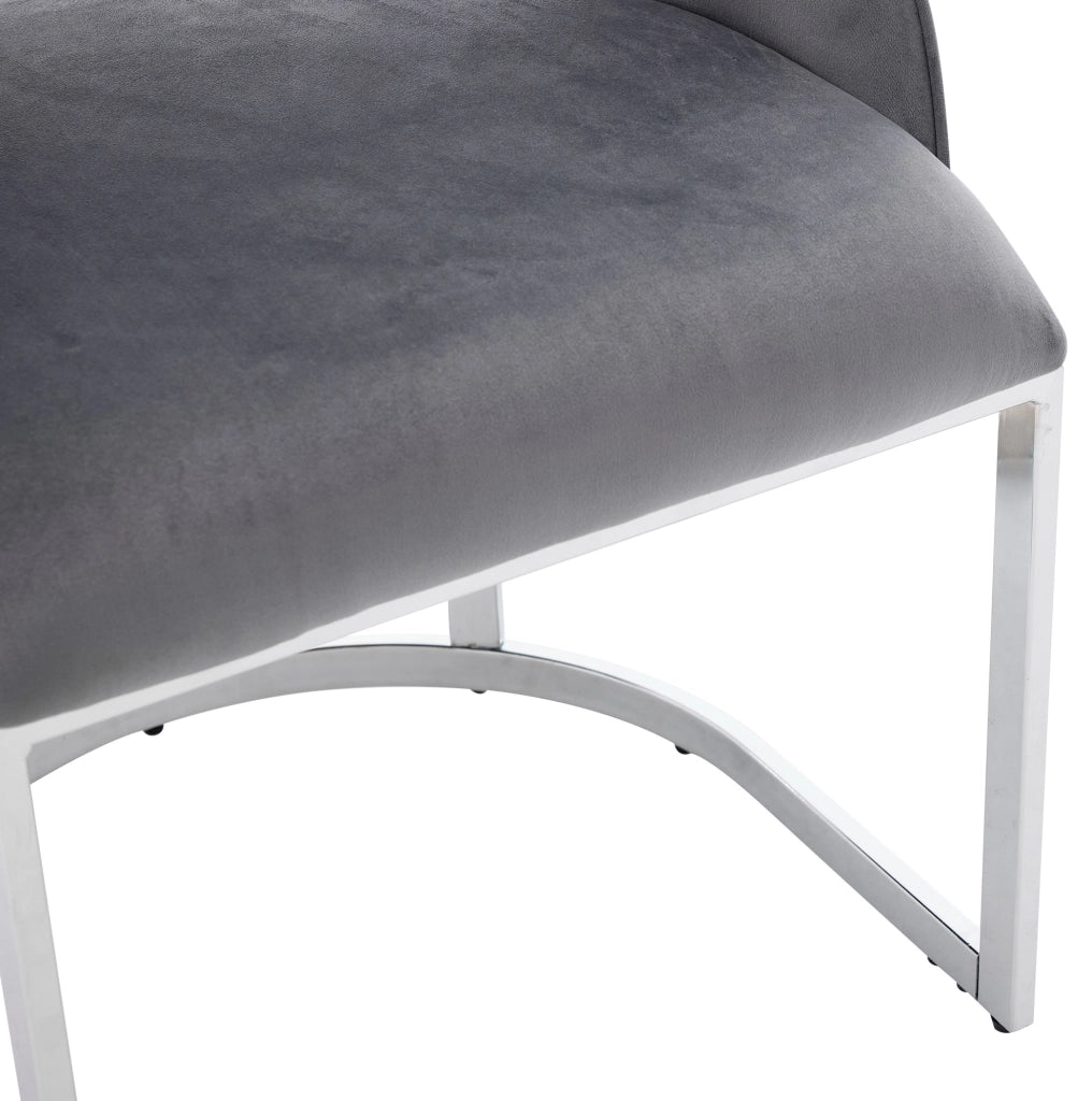 Set di 2 sedie da pranzo in velluto grigio e argento