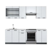 Cucina componibile Fame-Line Bianco rustico/Antracite 240 cm, PL Marmo Vicco