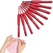 Set di ago da cucire 9 pezzi - Ago da cucire ergonomico - Manici comodi - Haken in alluminio - Diversi diametri 2,0-6,0 mm - Adatto per adulti e bambini
