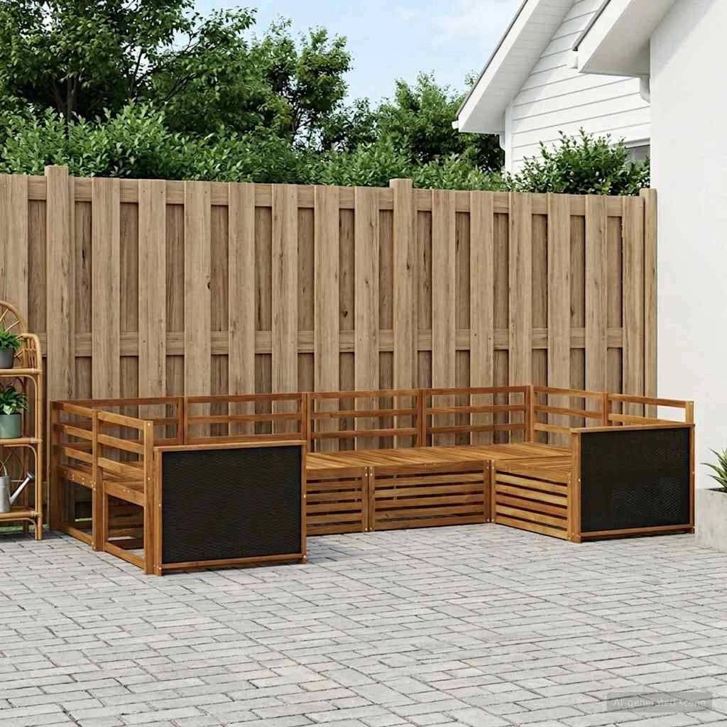Set di divani da esterno 6 pz Naturale Legno di Acacia Massello 3383762