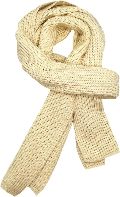 Scialle caldo per autunno e inverno, unisex collo piatto scialle caldo di lana a maglia (bianco a strisce)