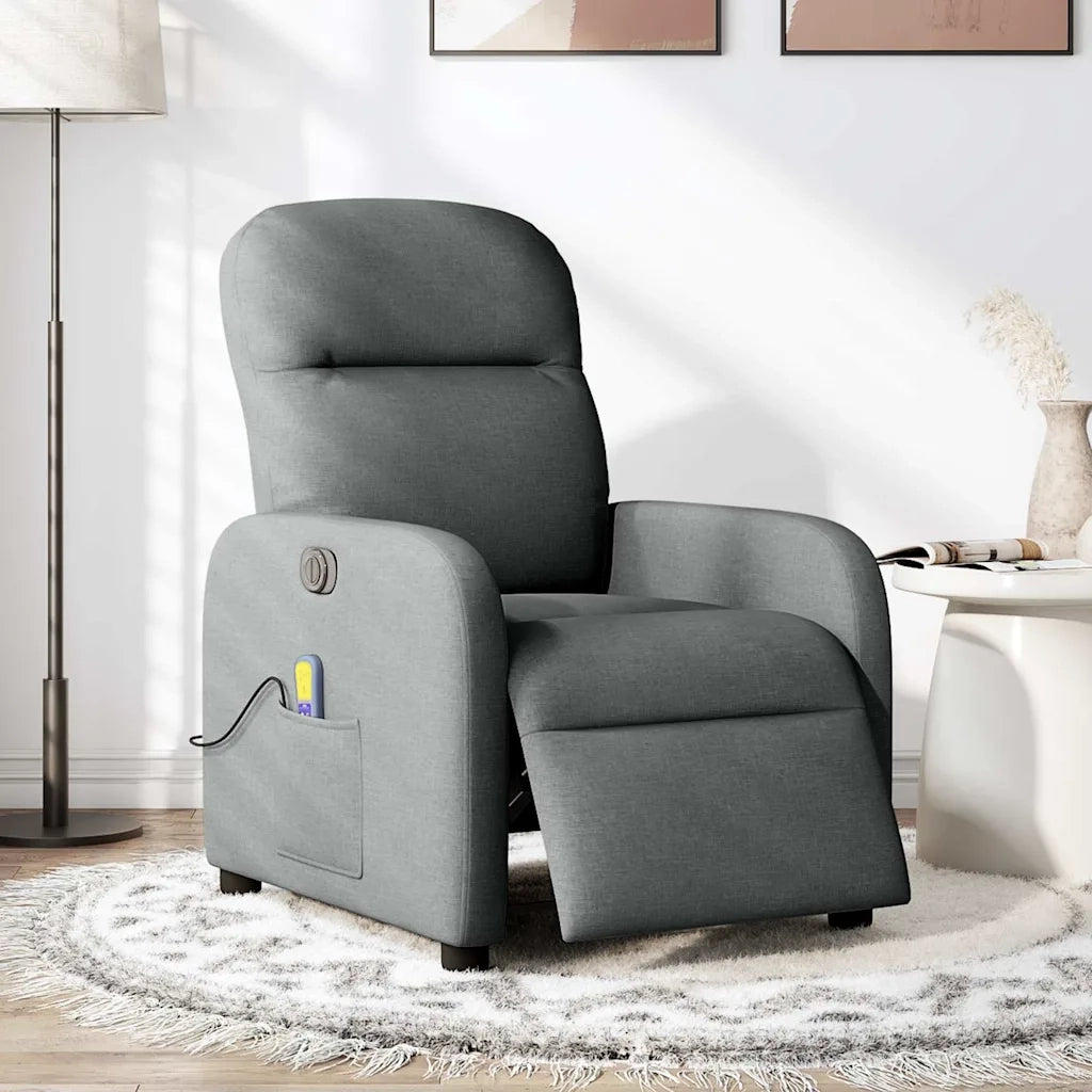Divano Sedia-Poltrona Reclinabile Massaggio Elettrica Grigio Scuro Tessuto 485753