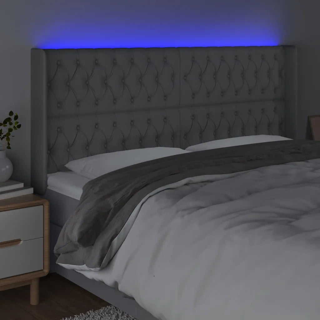 Testiera a LED Grigio Chiaro 183x16x118/128 cm in Tessuto 3124398