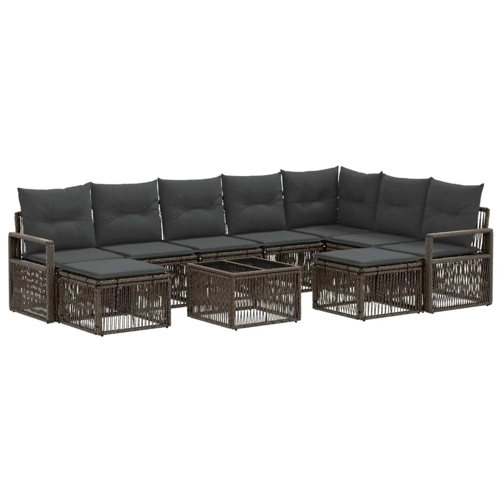 Set Divano da Giardino 10 pz Grigio polyrattan 3435902