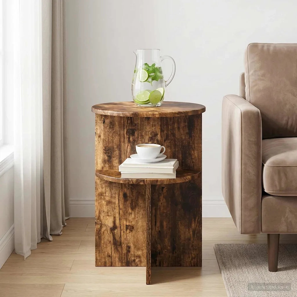 Tavolo laterale Rovere Fumo Ø 39,5 x 55 cm Legno ingegnerizzato