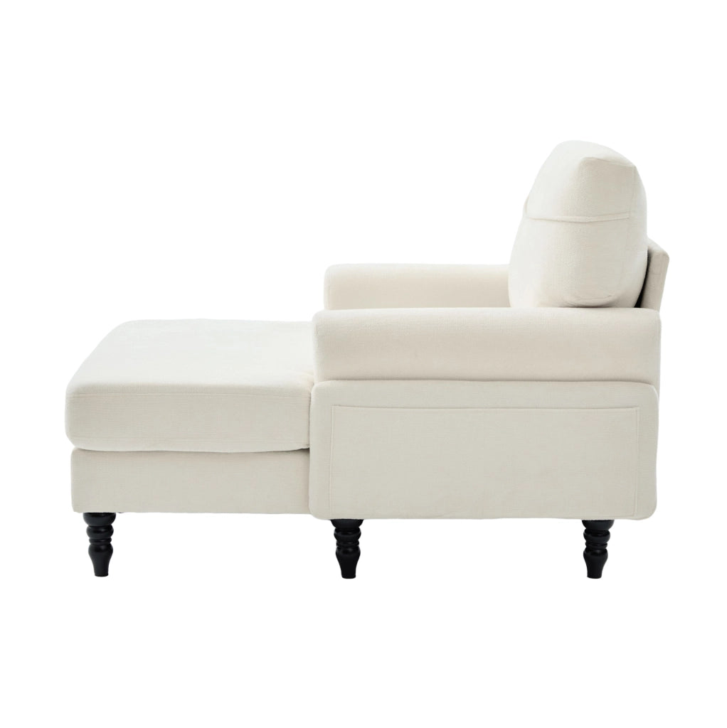 Poltrona 125.5x97x86 cm con seduta ampia e tasche laterali in chenille beige