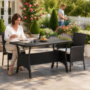 Garden Table Black 120x70x66 Cm Poly Rattan