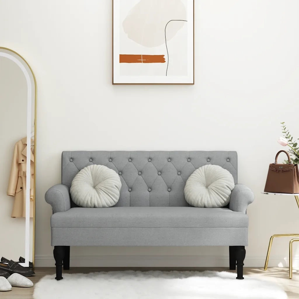 Panca con Schienale Grigio Chiaro 120x62x75,5 cm in Tessuto CFW7929796