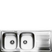 Smeg lavello inox due vasche gocciolatoio a destra lyp116d
