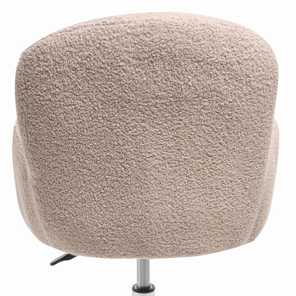 Sedia da ufficio girevole con altezza regolabile in tessuto boucle beige stile moderno retrò ufficio di casa