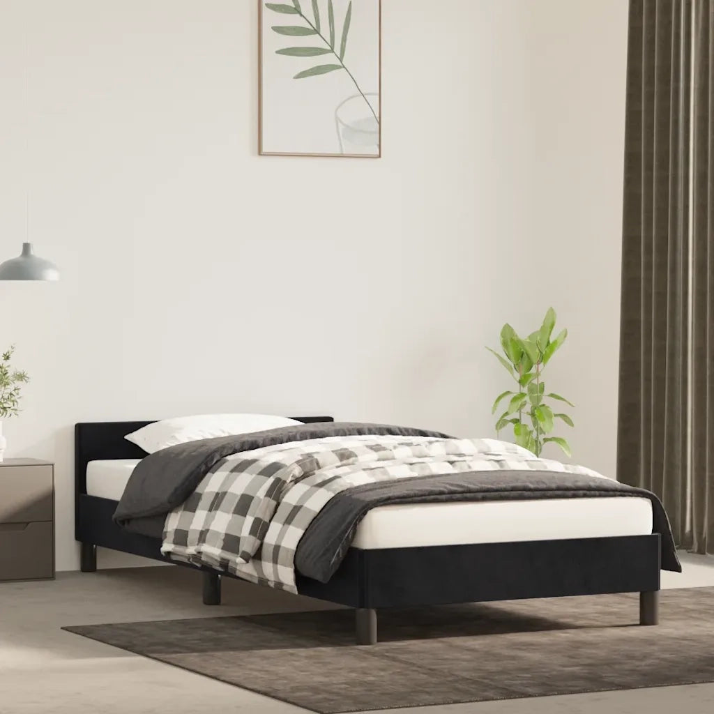 Giroletto con Testiera Nero 90x190 cm in Velluto cod mxl 52898