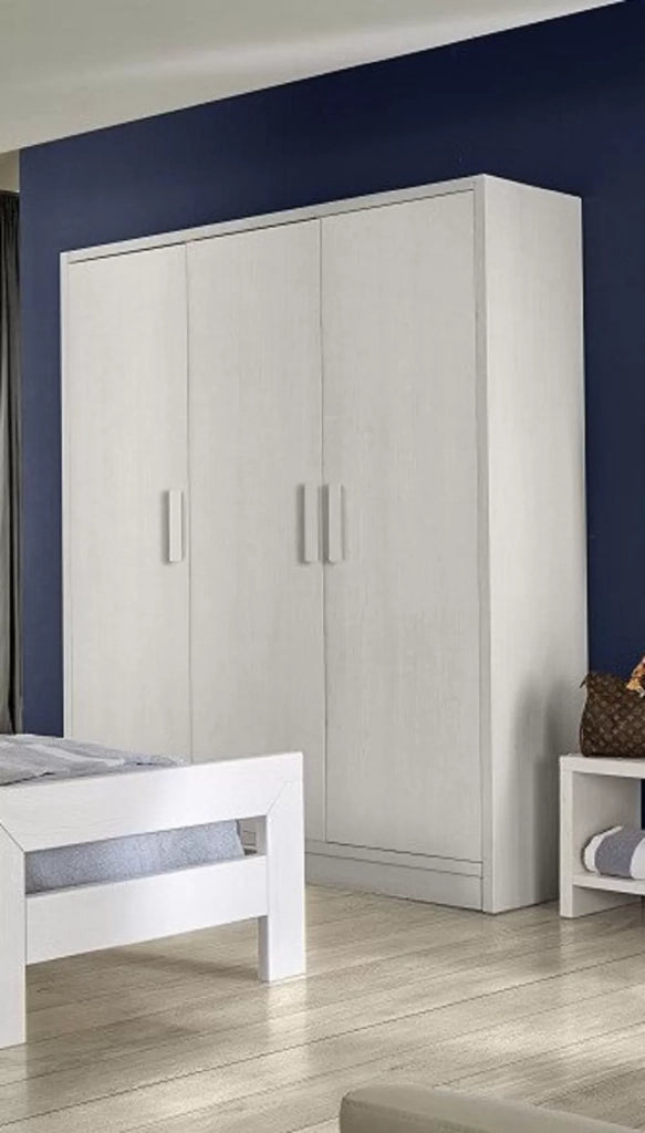 Armadio 3 ante shabby bianco legno massello di abete 180x55x220 - Mobili 2G