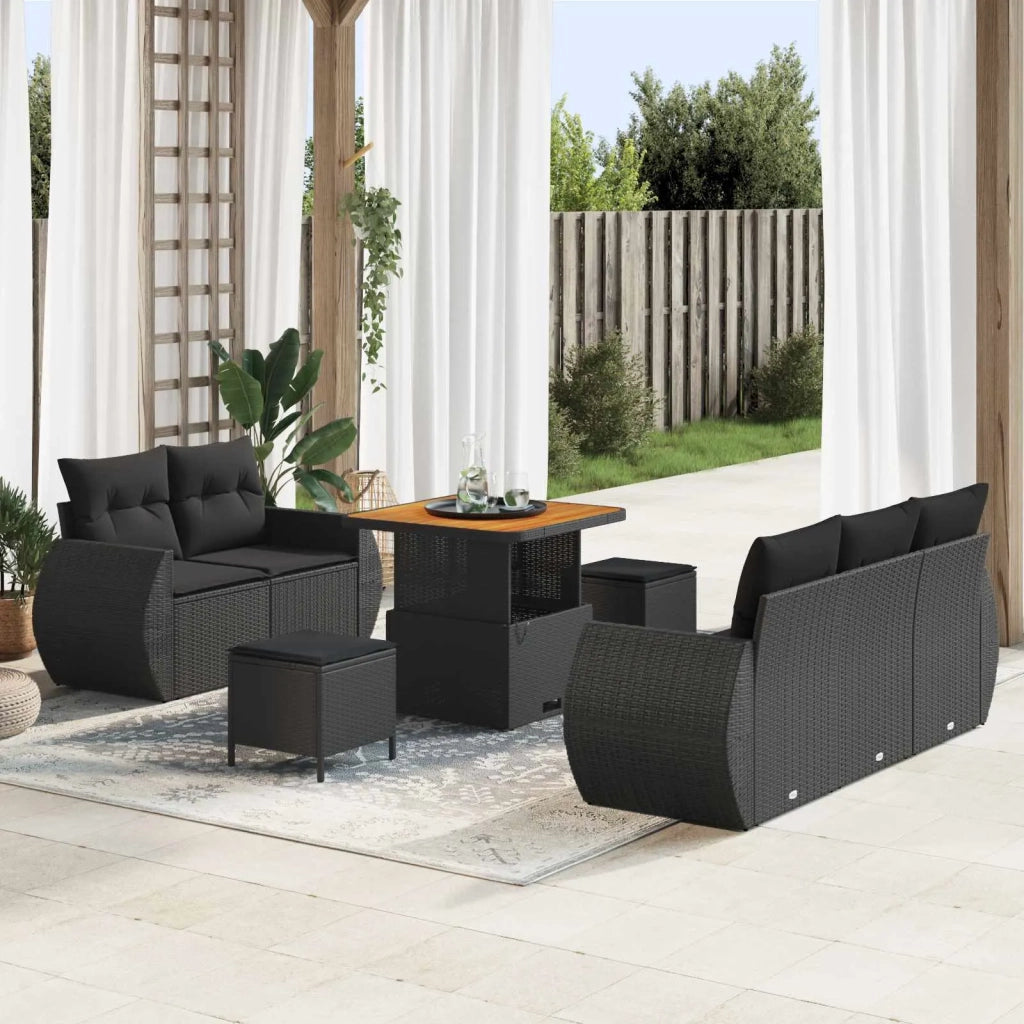 Set Divano da Giardino 8 pcs Nero polyrattan 3361814