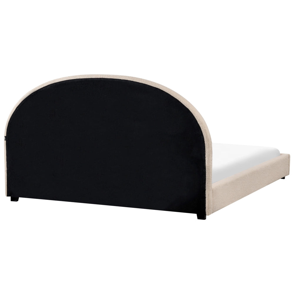 Letto matrimoniale in tessuto bouclè bianco sporco 180 x 200 stile retrò minimalista