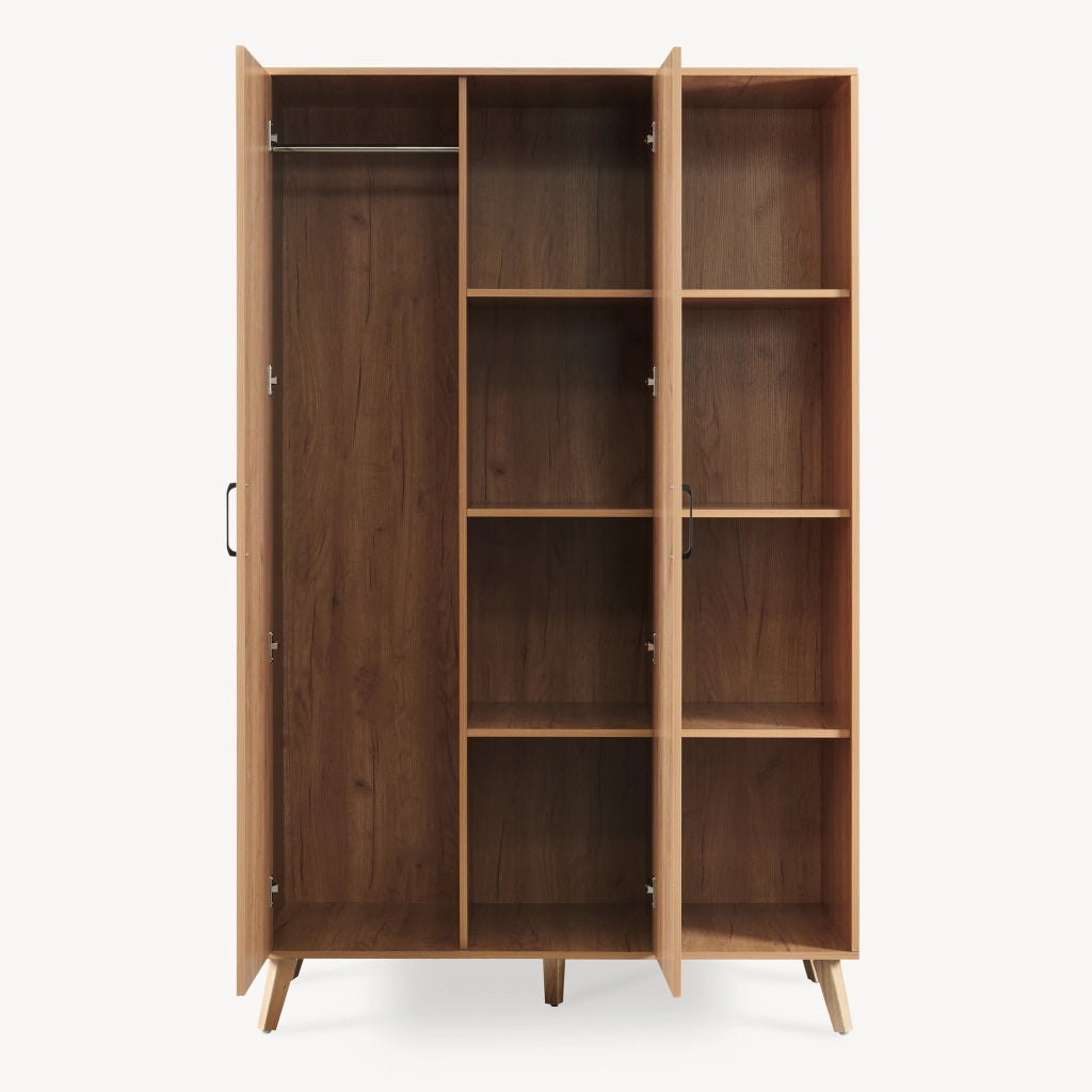 Armadio Guardaroba Norg con 2 Ante e 8 Scomparti 191x120x52 cm - Effetto Rovere [en.casa]