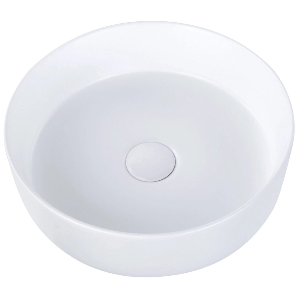Lavabo da bagno rotondo in ceramica 36 cm nero e bianco stile moderno elegante