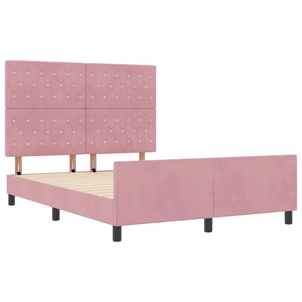 Letto a molle con testiera Rosa 140 x 190 cm Velluto 3344878