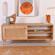 Lauria, Mobile Porta tv un Ripiano, 138x41x55h cm Marrone Rovere