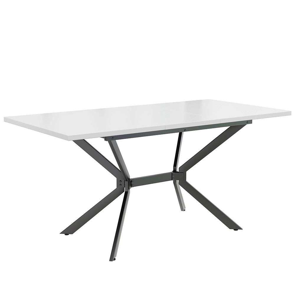Tavolo da pranzo estensibile 160x80cm - Xylo - Nero e Bianco con piedi in metallo per 4-6 persone