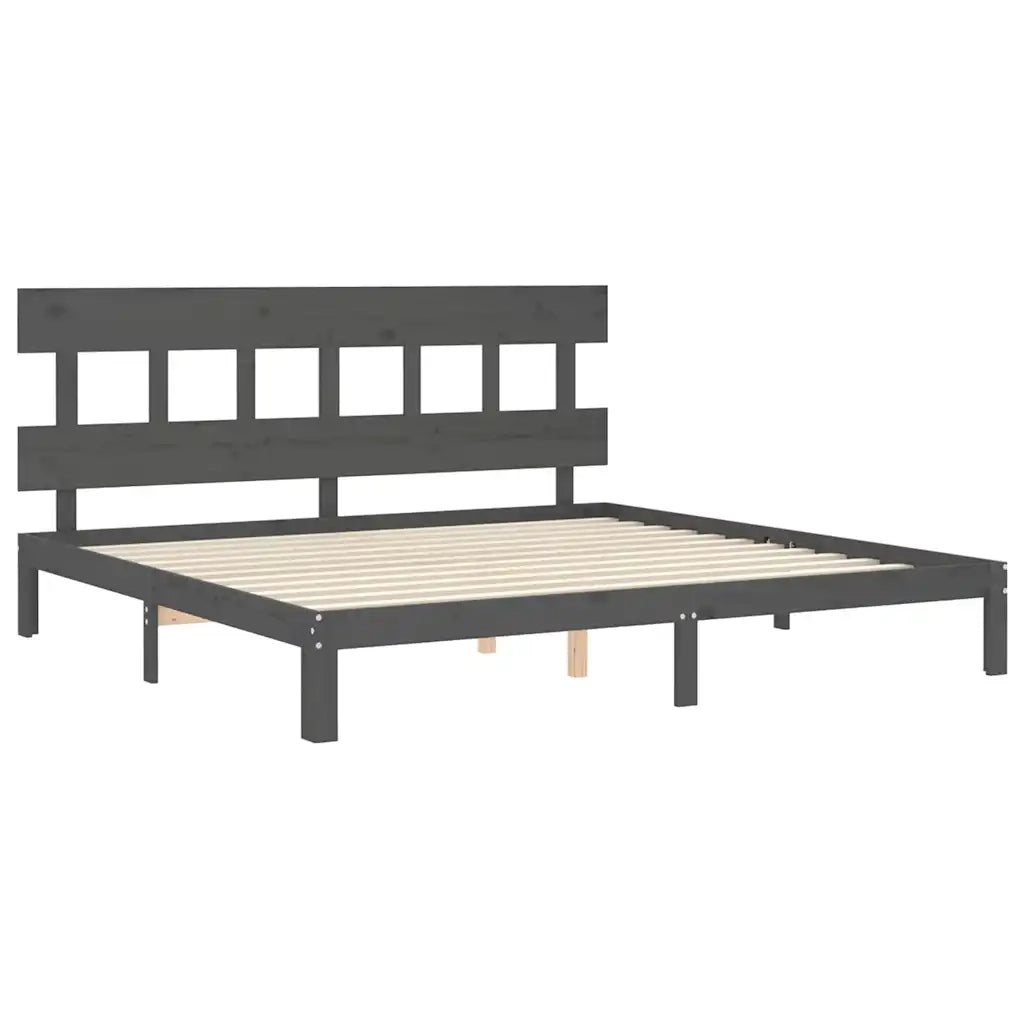 Giroletto con Testiera Grigio 200x200 cm in Legno Massello 3193618