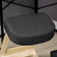 Sedia Inginocchiatoio Ergonomica in Legno di Betulla con Cuscino, 51x69x58 cm, Nero