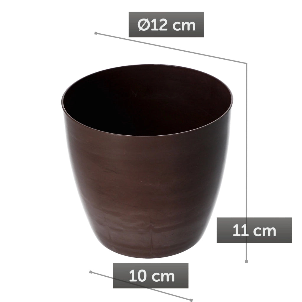 Coprivaso KADAX, rotondo, 12 cm, per soggiorno, effetto marmo marrone.