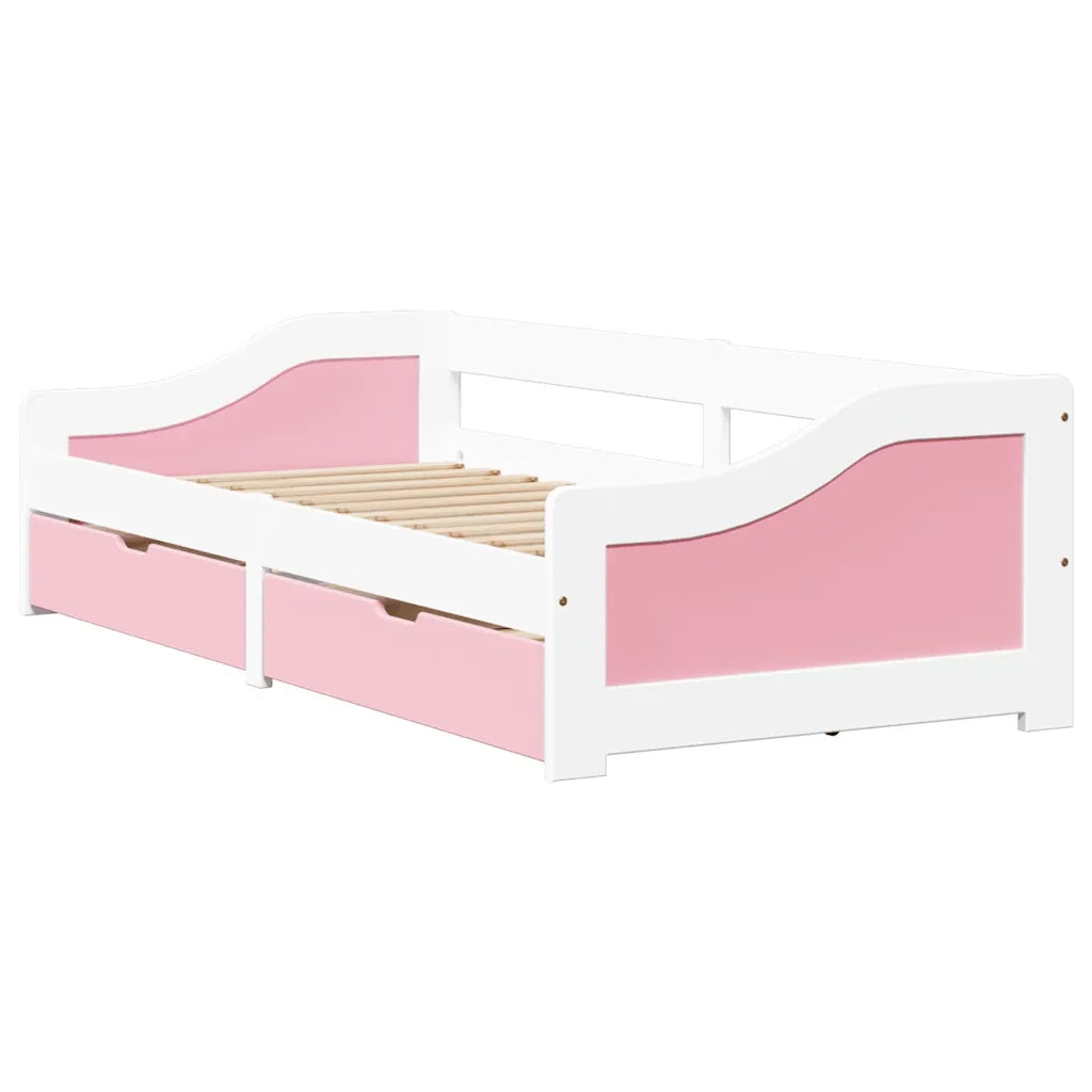 Dormeuse 2 Cassetti senza Materasso-Struttura Sofa Letto Bianco&Rosa 90x200 cm IRUN 870172