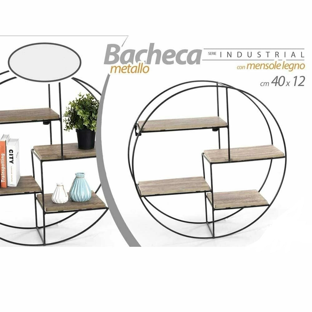 Trade Shop - Mensola Parete Rotonda 4 Mensole Ripiani Design Moderno Scaffale Legno Metallo -