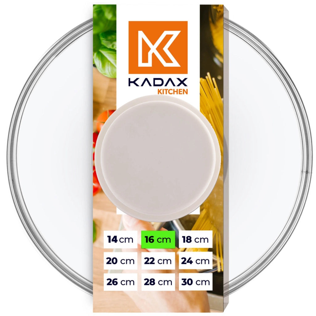 Coperchio in vetro KADAX da 16 cm, universale, resistente al calore, per pentole e padelle.
