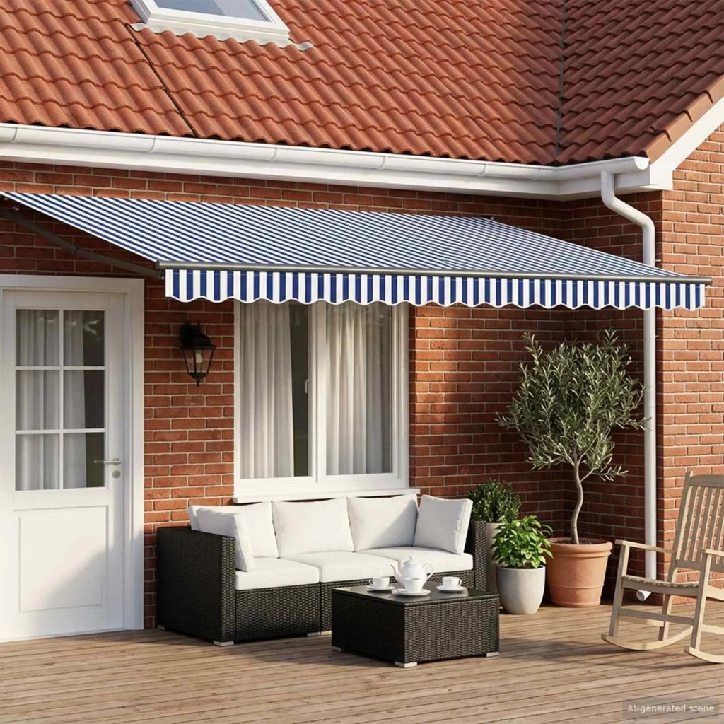 Tenda retrattile manuale con LED Blu, Bianco, Antracite 4 × 3 m 3419455
