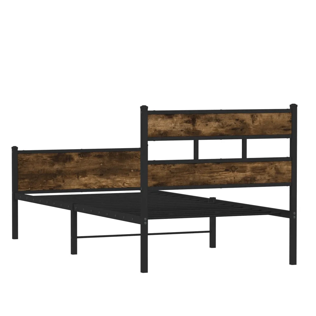 Letto singolo | Letto per adulti | Giroletto senza Materasso Rovere Fumo 100x200 cm in Truciolato