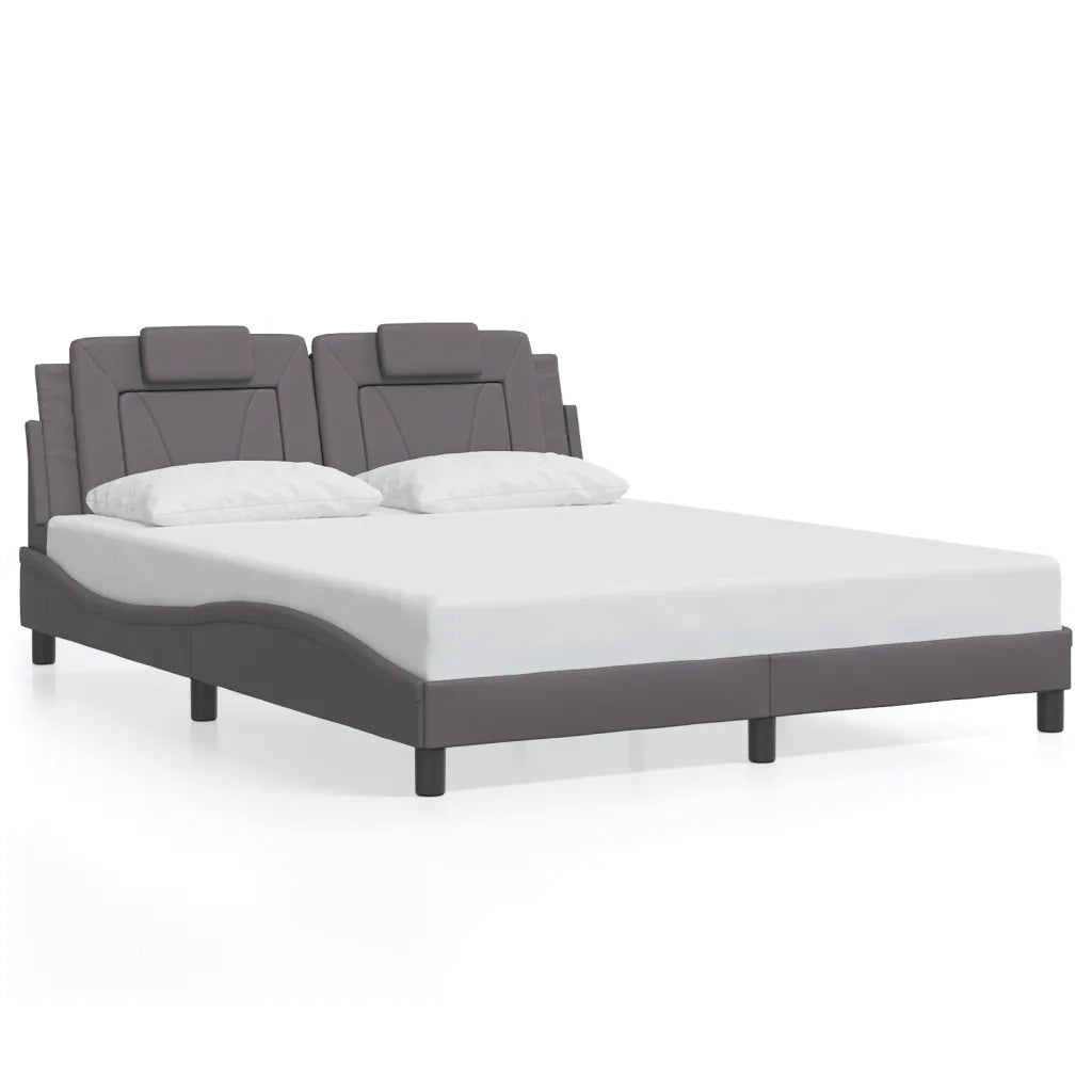 vidaXL Giroletto con Luci LED Grigio 160x200 cm in Similpelle