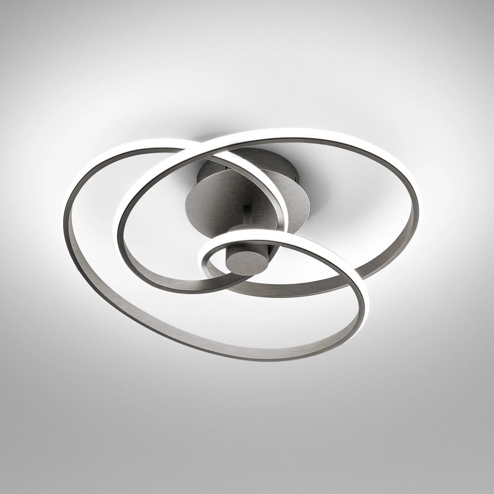 Lampada a soffitto Diva P/P Titanio - Plafoniera LED 42W 3000K 1800lm in alluminio e silicone opale, Dimmerabile taglio di fase - Gealuce