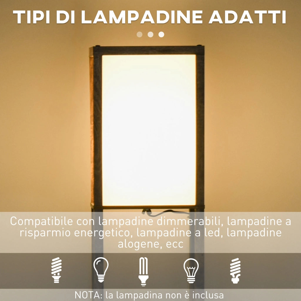 Lampada da Terra con 3 Mensole Integrate, Attacco E27 Potenza 40W, 26x26x160cm, Colore Legno