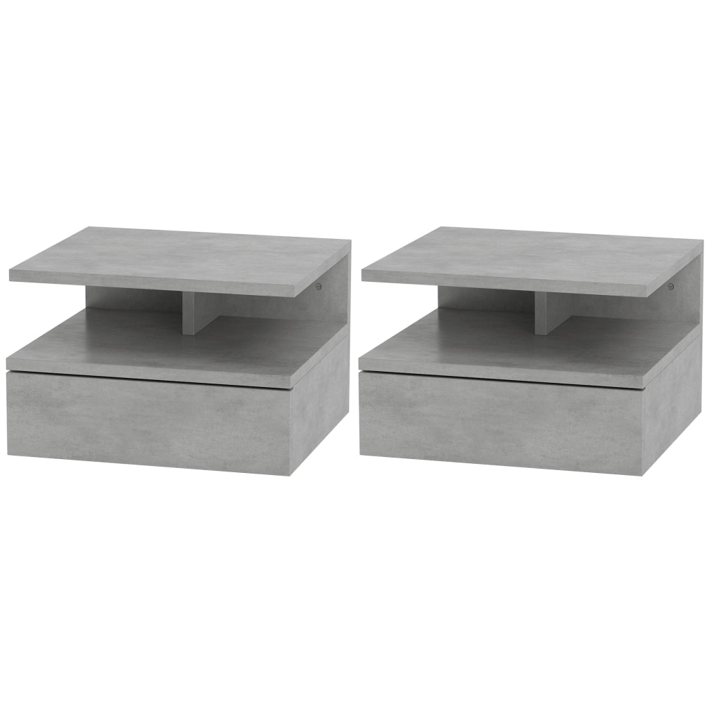 Comodino Moderno con Cassetto e Ripiano ¨C Zephmum ¨C Grigio 35x32x22,5 cm