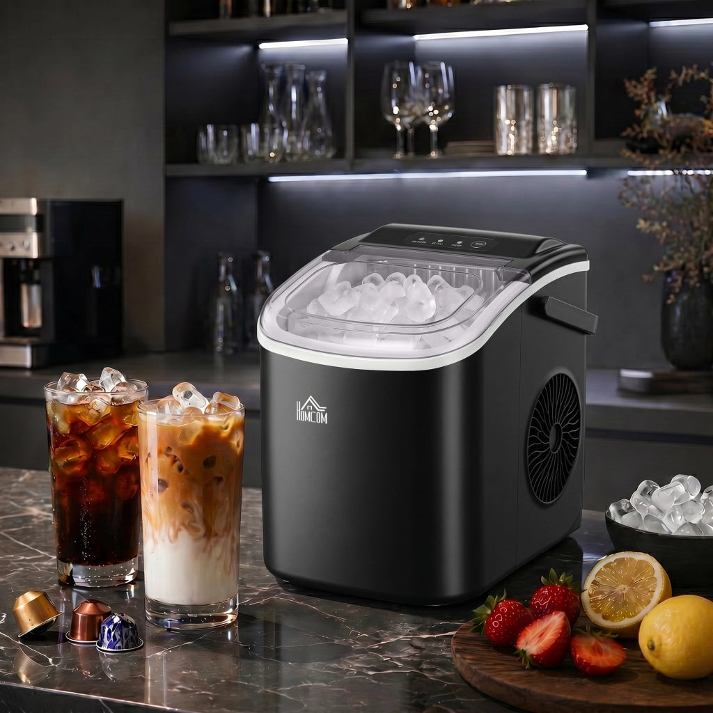 Macchina per Ghiaccio ¨C Xylo ¨C 12 kg/24h, 9 Cubetti in 6-12 min, Serbatoio 1,3L, Nero