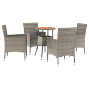 Set Bistr¨° da Giardino 5 pz | Set Salotto da Giardino con Cuscini in Polyrattan Grigio