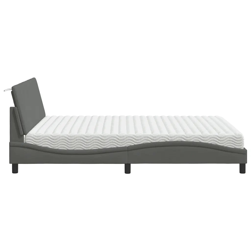Letto con Materasso Hanko Grigio Scuro 160x200 cm Tessuto 3310539