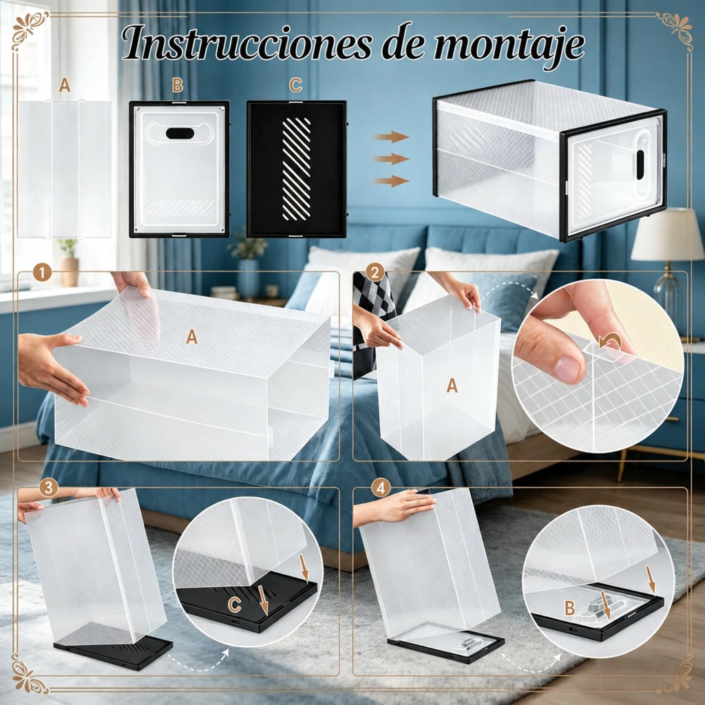 Scarpiera impilabile 75x35，5x111，5 cm nera e trasparente， 18 pezzi