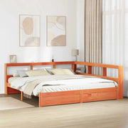 Letto Libreria con testiera 2 pcs Marrone cerato 200 x 200 cm 3422738