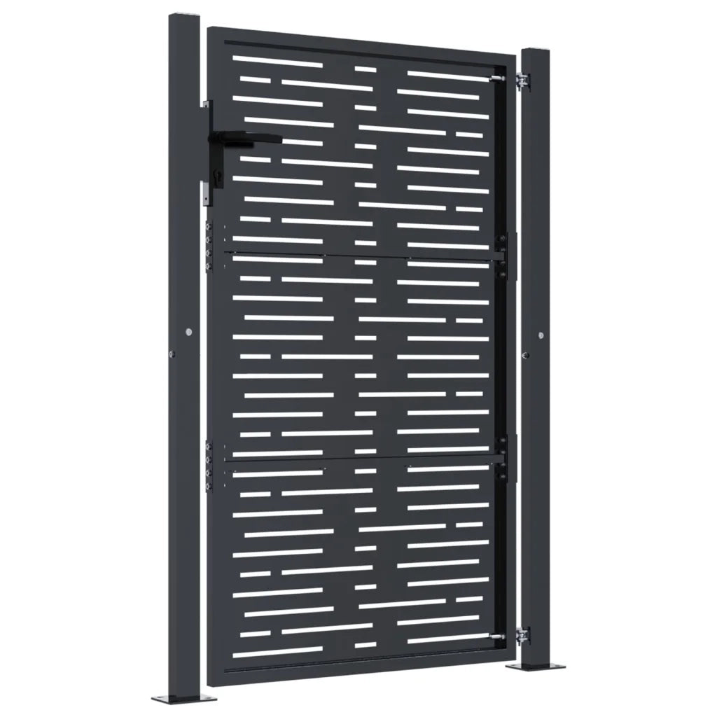 Cancello Giardino-Porta da giardino Antracite 105x130 cm Acciaio Design Quadrato