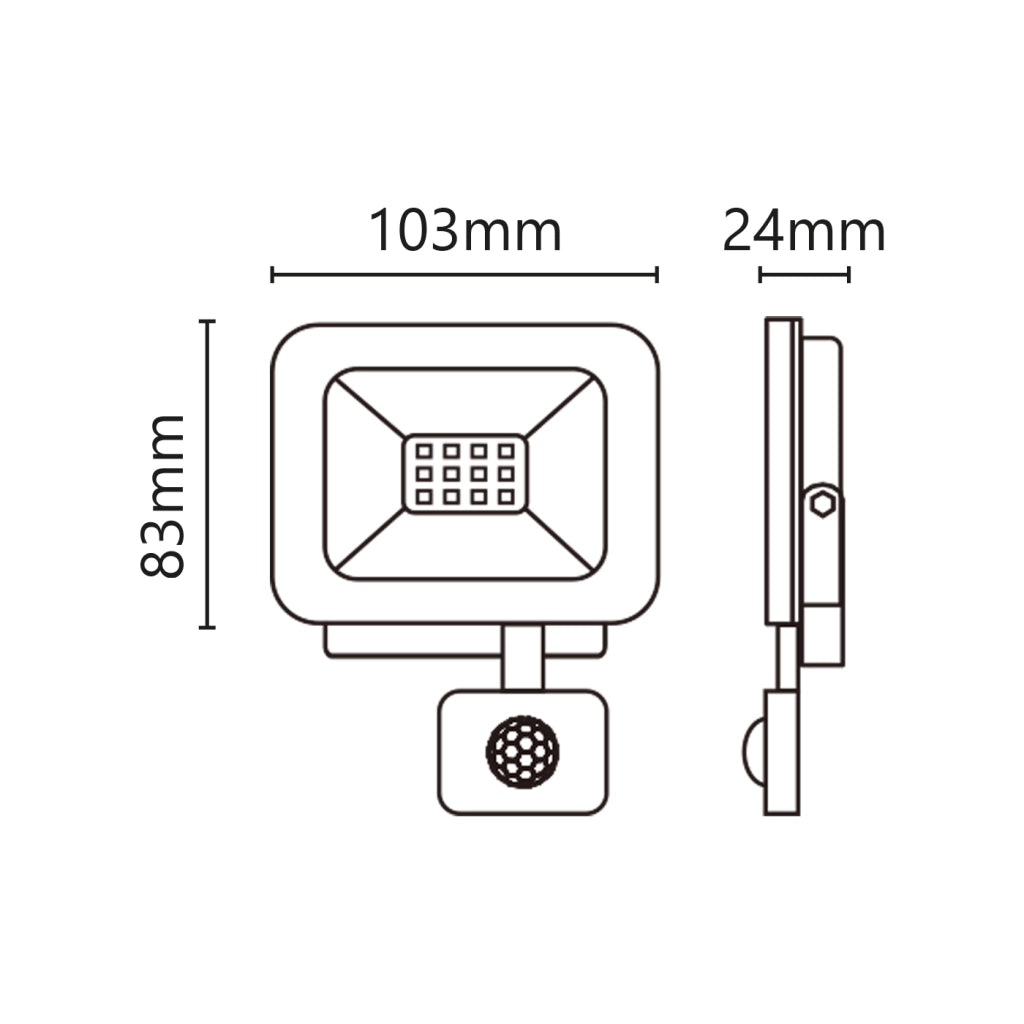 Alcapower Proiettore LED 10W 850lm 4000K IP65 con sensore di movimento PIR integrato, luce naturale, IK10, compatto e ad alta efficienza energetica