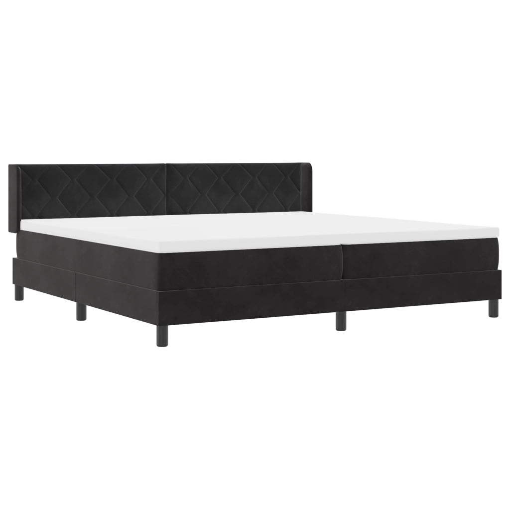 Letto a box con materasso Nero 200x200 cm Velluto