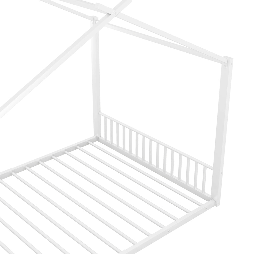 Letto per Bambini Letto Matrimoniale 140×200 cm con Struttura a Casetta; senza Materasso; in Metallo; Bianco