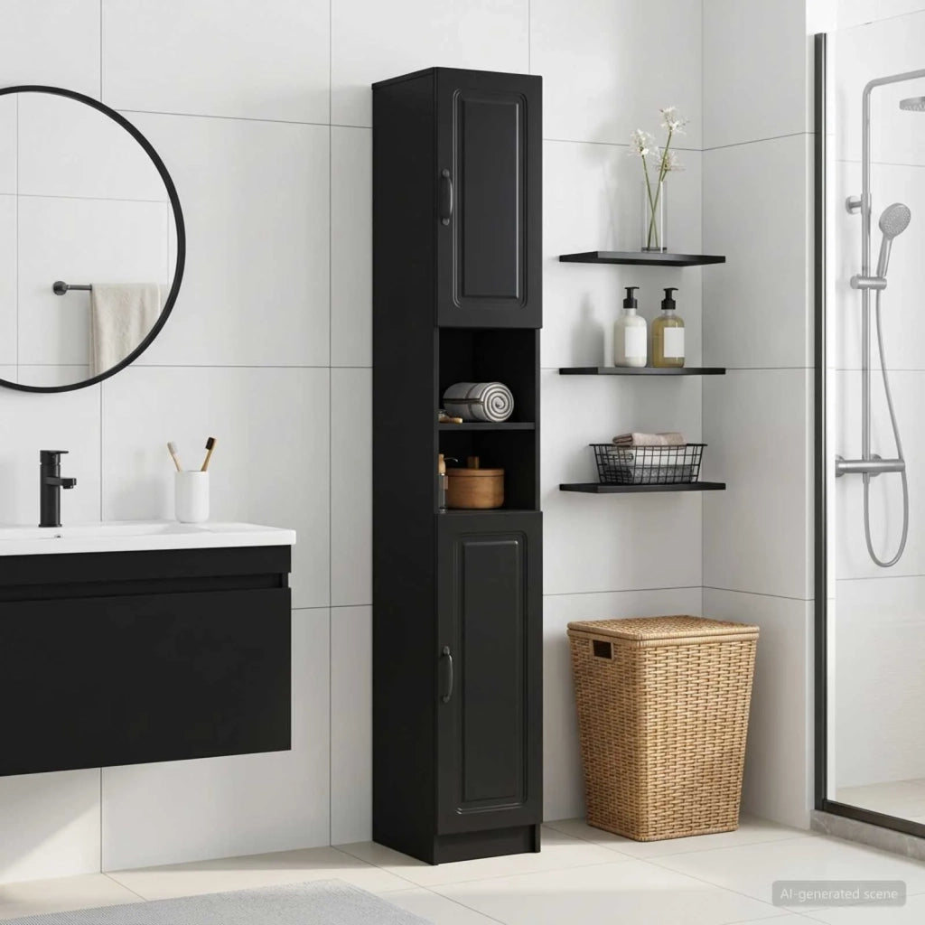 Armadio da Bagno con Ripiano Aperto UTRECHT Nero 897696
