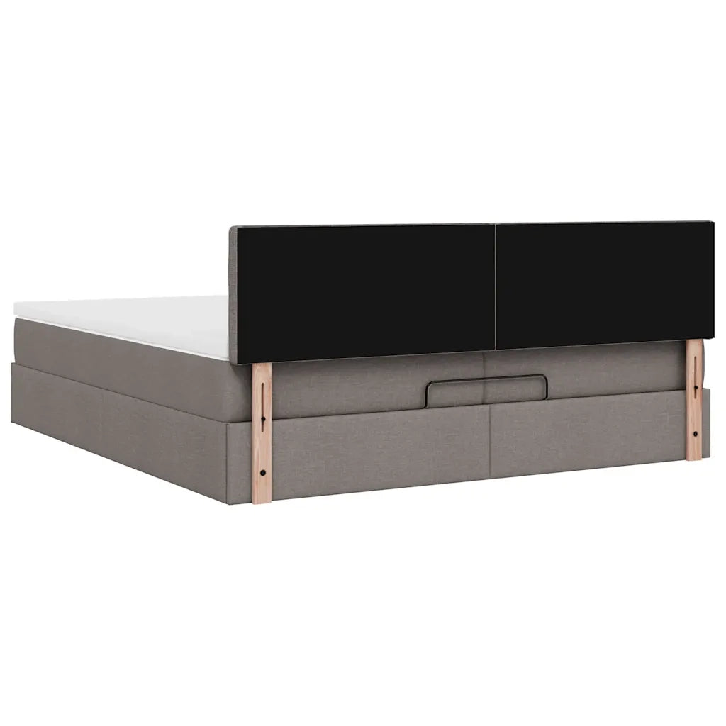 Struttura Letto Pouf con Materassi Tortora 200x200 cm Tessuto 3312503