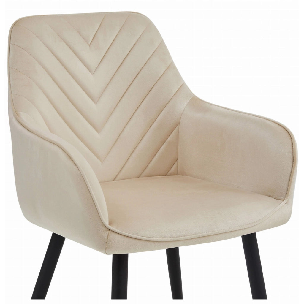 Poltroncina Nana in velluto beige con gambe nere