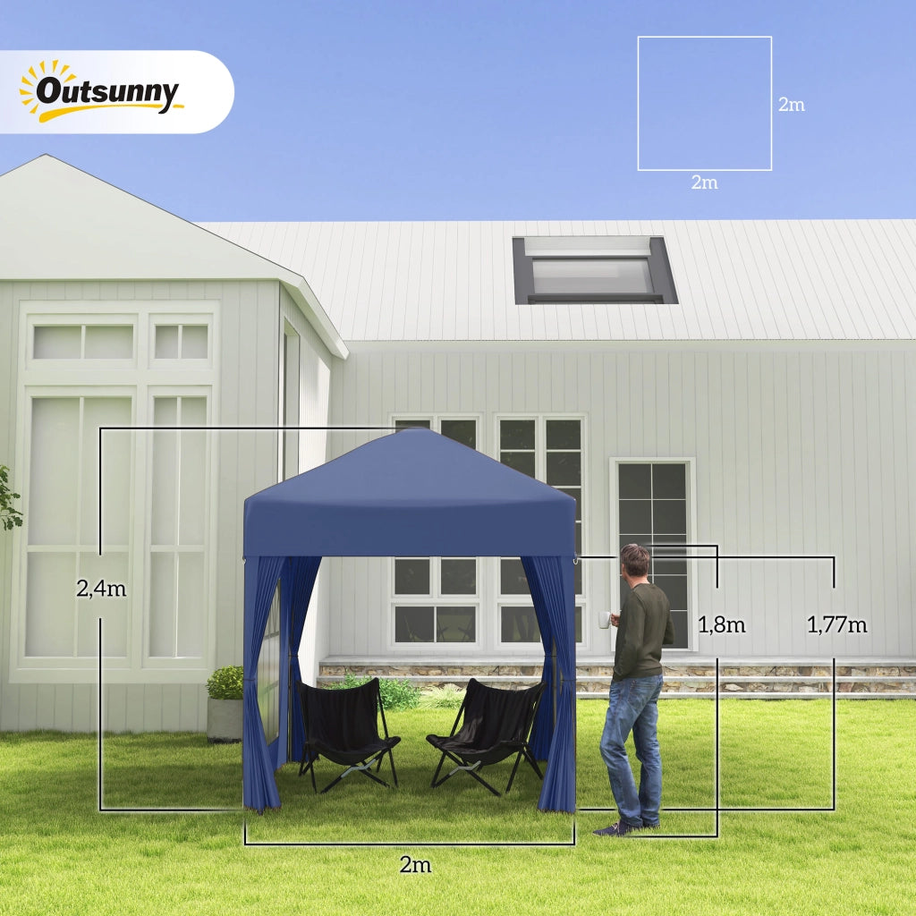 Gazebo da Giardino 4 Pareti 2 Porte 2 Finestre ¨C Zephmum ¨C Blu Oxford 2x2m