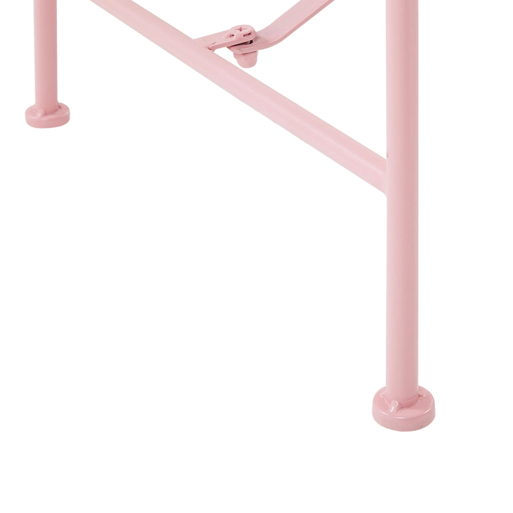 Set panca da esterno in metallo rosa a 2 posti con braccioli svasati con tavolo in stile vintage